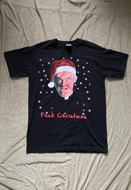 Vintage 90s Christmas Angry Father Ted Black T-shirt Unisex
