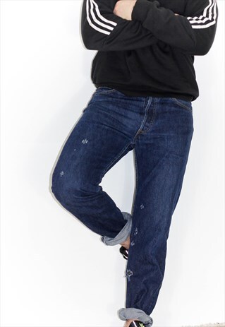 VINTAGE 80'S 501 LEVI'S DISTRESSED DARK BLUE JEANS