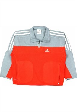 Vintage 90's Adidas Fleece Quarter Zip Spellout Grey,