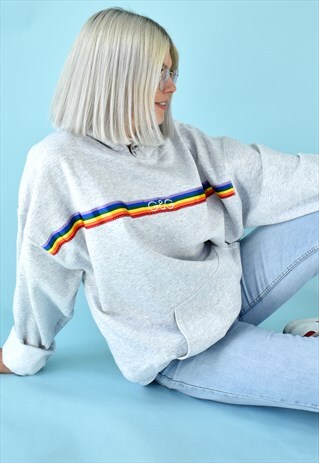 G&G UNISEX ASH RAINBOW RIBBON HOOD