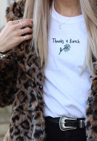 UNISEX T-SHIRT IN WHITE WITH SLOGAN EMBROIDERY
