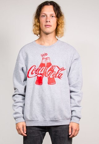 90'S VINTAGE GREY COCA COLA SWEATSHIRT JUMPER