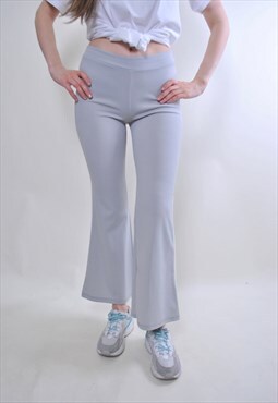 Women vintage grey striped  pants, Italian flare trousers