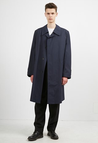 VINTAGE NAVY HENRY MORELL TRENCH COAT