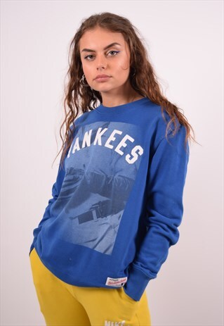 VINTAGE MAJESTIC NY YANKEES SWEATSHIRT JUMPER BLUE