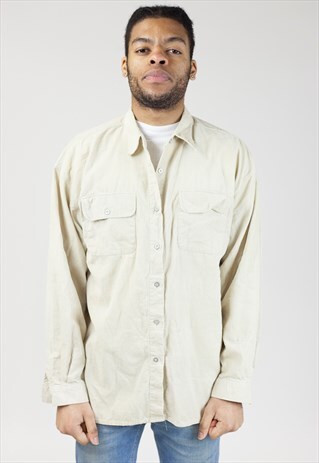 VINTAGE 90S BEIGE CORD SHIRT