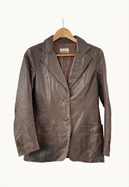 Vintage Leather Blazer in Brown