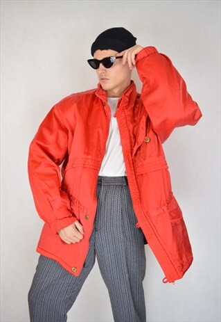 VINTAGE RED OVERSIZE RAVE PUFFER JACKET