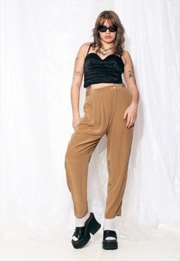 Vintage Silk Trousers 90s Rare Ruched High Rise Pants