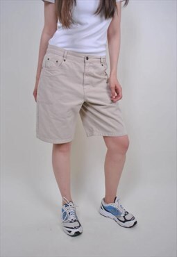 Vintage Bermuda shorts, beige heritage shorts, high waist 