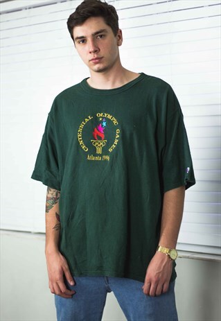 VINTAGE CHAMPION T-SHIRT 1996 OLYMPICS LOGO 90S XXL 10.7