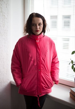 VINTAGE 80'S HOT PINK ZIP UP JACKET