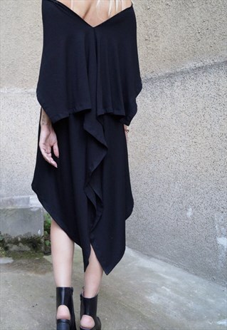 CONVERTIBLE DRESS OVERSIZED TOP TUNIC TRIMMED HEM F1593