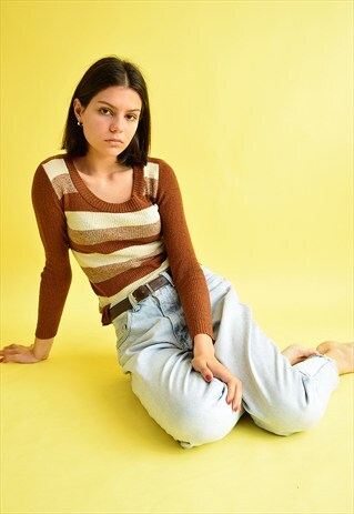 70'S RETRO MOD KNITTED PETITE JUMPER TOP
