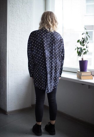 VINTAGE 80'S NAVY STAR PRINT BLOUSE