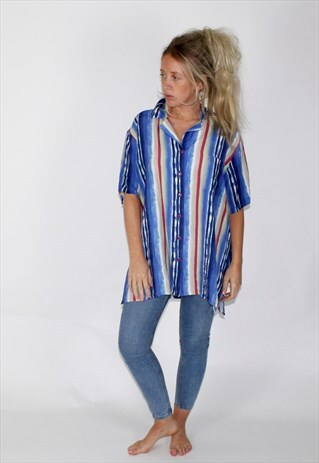 VINTAGE RED, WHITE AND BLUE STRIPPED SHIRT