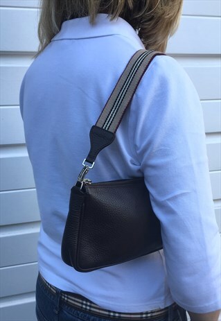 WOMENS BURBERRY HANDBAG BROWN NOVA STRIPE PATTERN BAG