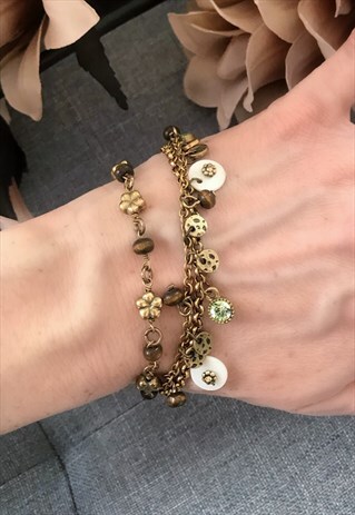 BRONZE BEADED CHAIN BRACELET