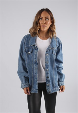 VINTAGE DENIM JACKET OVERSIZED FITTED UK 18 XXL (9AH)