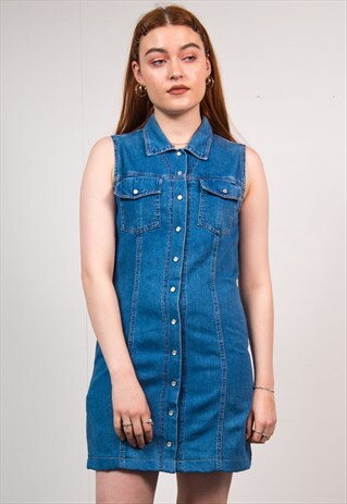 VINTAGE 90'S BLUE DENIM DRESS
