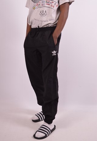 ADIDAS MENS VINTAGE TRACKSUIT TROUSERS MEDIUM BLACK 90S
