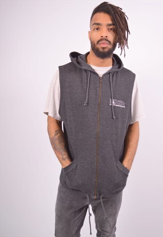 VINTAGE RUSSELL ATHLETIC SLEEVELESS HOODIE SWEATER GREY
