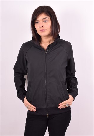 NIKE WOMENS VINTAGE TRACKSUIT TOP JACKET MEDIUM BLACK 90S