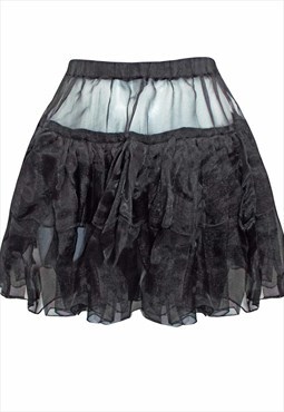 Black Tutu Mini Skirt Organza High Waist Onesize Party Skirt