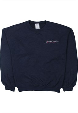 Vintage 90's Jerzees Sweatshirt Crewneck Navy Blue Medium