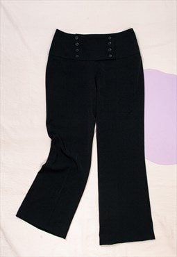 Vintage Flare Trousers Y2K Wide Leg Bell Bottoms in Black