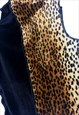 VINTAGE 90S BLACK AND LEOPARD FESTIVAL CROPPED HIGH COWL TOP