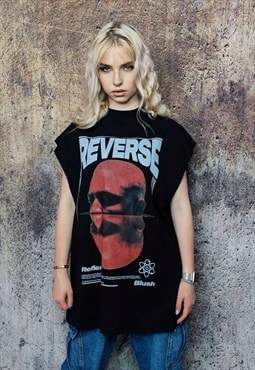 Punk sleeveless t-shirt Gothic slogan tank top surfer vest