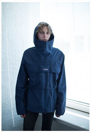VINTAGE 80'S NAVY HOODED WINDBREAKER