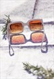 WHITE SEMI RIMLESS OBLONG CHUNKY SUNGLASSES