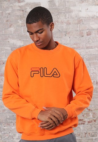 VINTAGE FILA BIG SPELL OUT LOGO SWEATSHIRT ORANGE