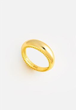 Women's Smooth Dome Ring Band With Spheres - Gold