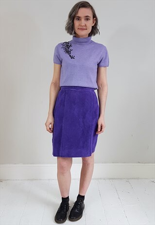 VINTAGE 80'S PURPLE SUEDE PENCIL SKIRT