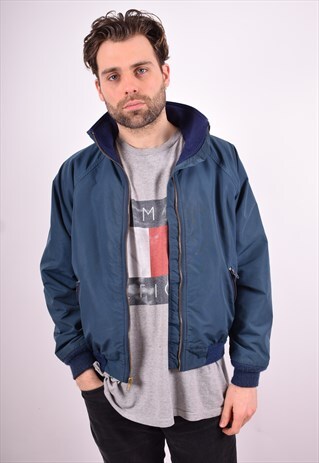 L.L.BEAN MENS VINTAGE BOMBER JACKET MEDIUM BLUE 90'S