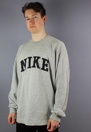 VINTAGE NIKE SWEATSHIRT IN GREY WITH EMBROIDERY