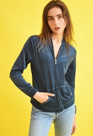 90'S RETRO VELVETEEN ATHLEISURE SPORTS TRACKSUIT JACKET TOP