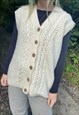 VINTAGE SIZE XL CHUNKY KNITTED WOOL SWEATER VEST IN CREAM