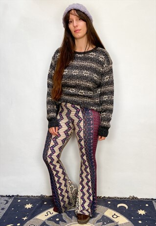 VINTAGE 90'S NORWEGIAN PATTERN GREY LONG SLEEVE JUMPER
