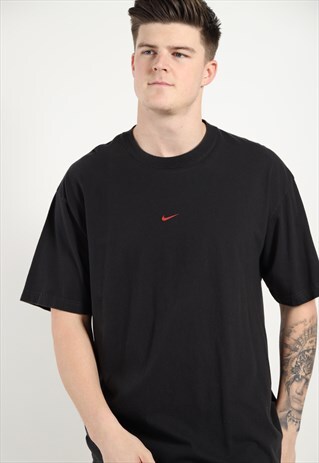 VINTAGE 90S NIKE SMALL CENTRAL LOGO T SHIRT BLACK