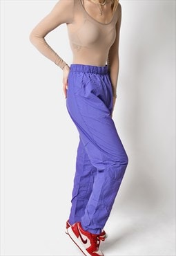 Vintage sports wind pants purple women retro 80s era