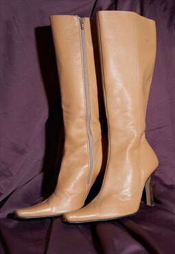 Y2K Leather Knee High Stiletto Boots