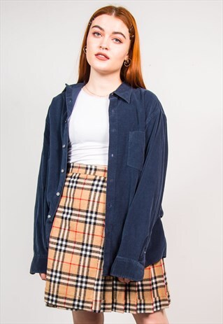 VINTAGE 90'S NAVY BLUE CORD OVERSIZED SHIRT