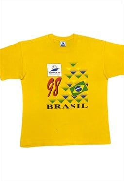 Football World Cup France 98 Brazil Yellow T-Shirt XL/2XL