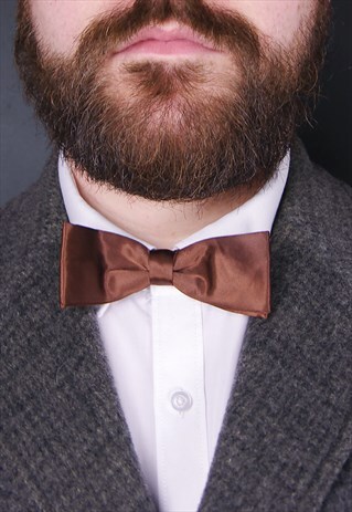 VINTAGE BROWN CLIP-ON BOW TIE