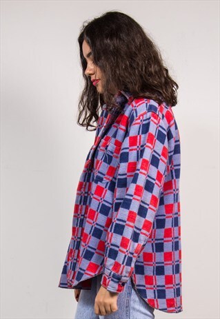 VINTAGE 90'S CHECK PATTERN THICK FLANNEL SHIRT