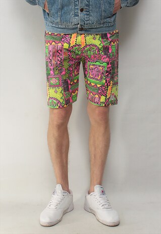 VINTAGE 80' AMAZING COOL OLDSCHOOL NEON COLORFULL SHORT